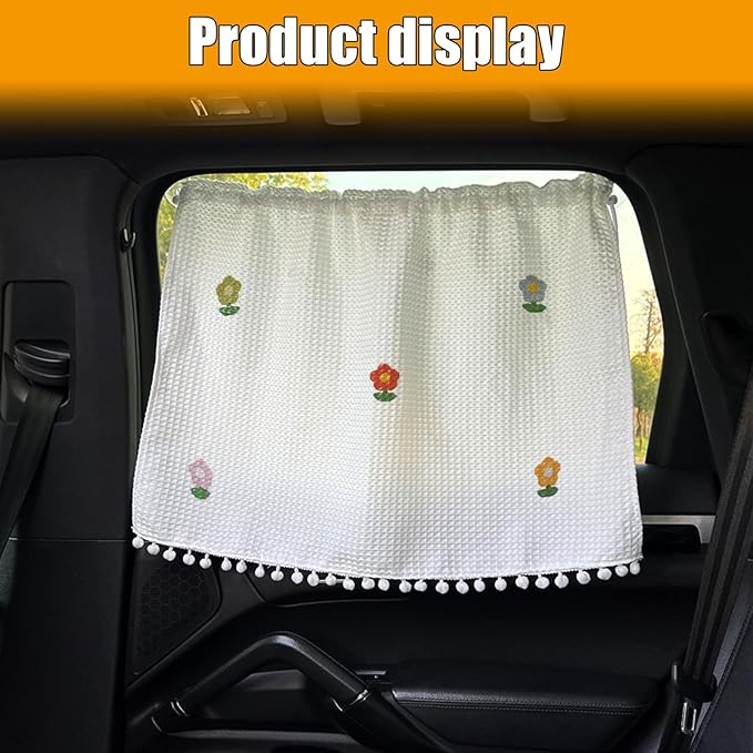 Car Side Window Sun Shade Privacy Curtain for Baby - Blackout UV Protection Car Window Shades with Suction Cup for Back Seat - Cute Auto Camping Windows Screen Shades (Five-Color Sunflower)