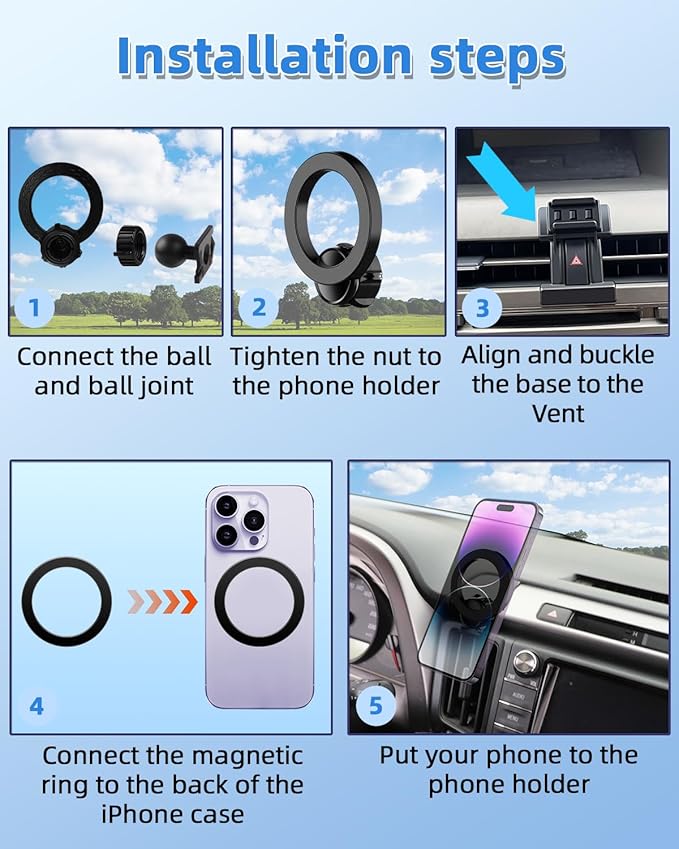 PZK Car Phone Mount for L-EXUS RX 350/ RX 450h 2010 2011 2012 2013 2014 2015 Accessories Custom Air Vent Compatible with Magsafe Car Phone Holder 360° Rotation Cell Phone Automobile Cradles