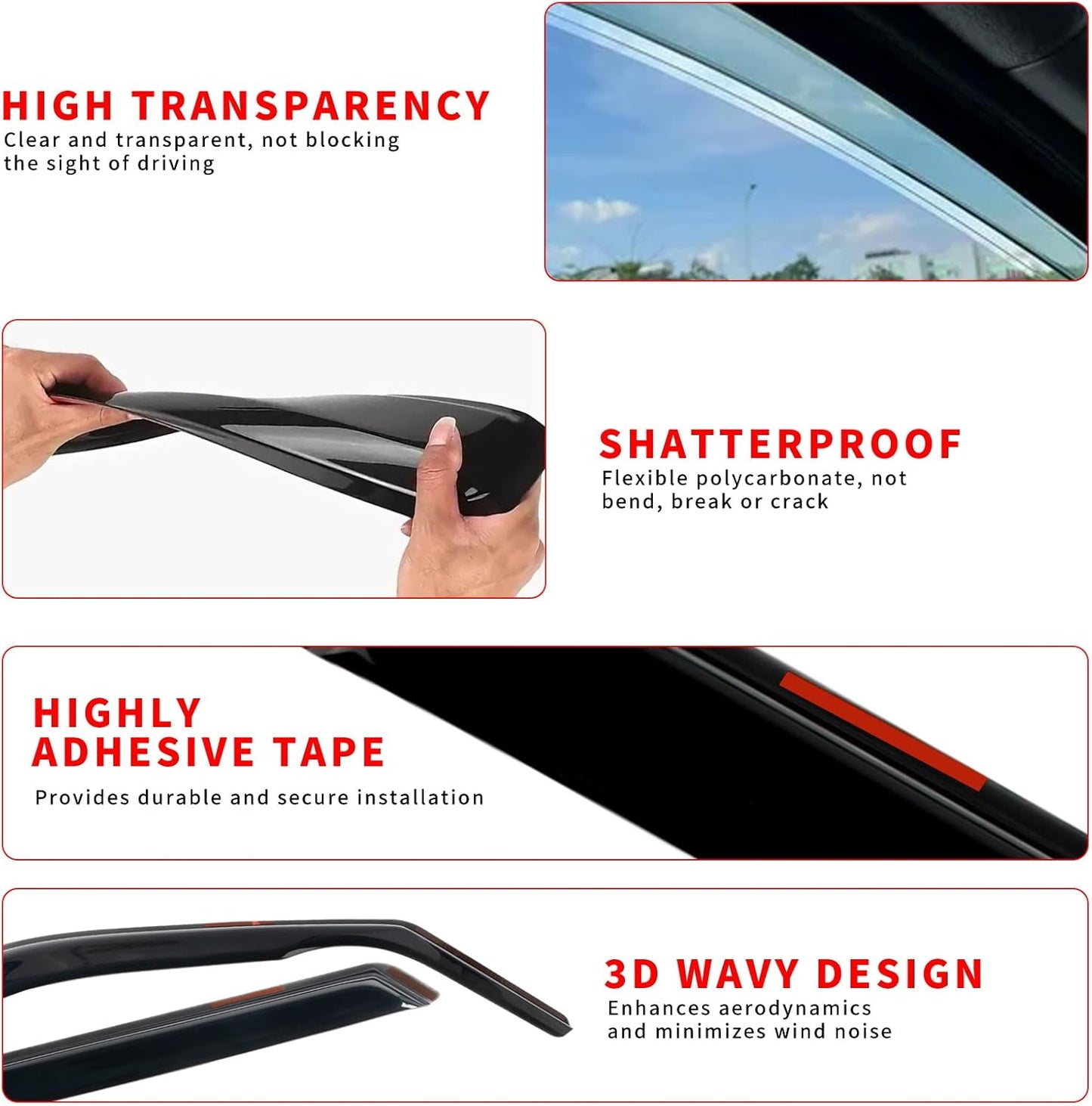 4PCS in-Channel Rain Guards Fit for Ford Maverick 2022 2023 2024 2025, Front and Rear Window Visors Wind Deflectors, Vent Shade Weather Shield for 2022-2025 Maverick Accessories