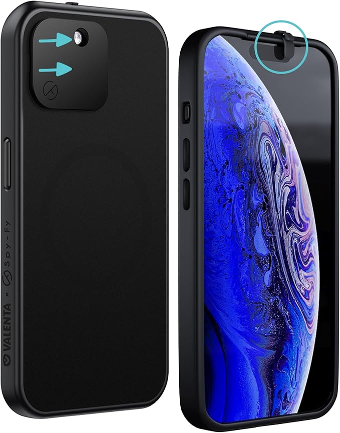 Spy-Fy iPhone 15 Privacy Case with Camera Covers Front and Rear | Magsafe compatible and Kickstand | Protect Your iPhone and Privacy | 6-Foot Drop Proof | 6,1 Inch | Camera Protection by Valenta
