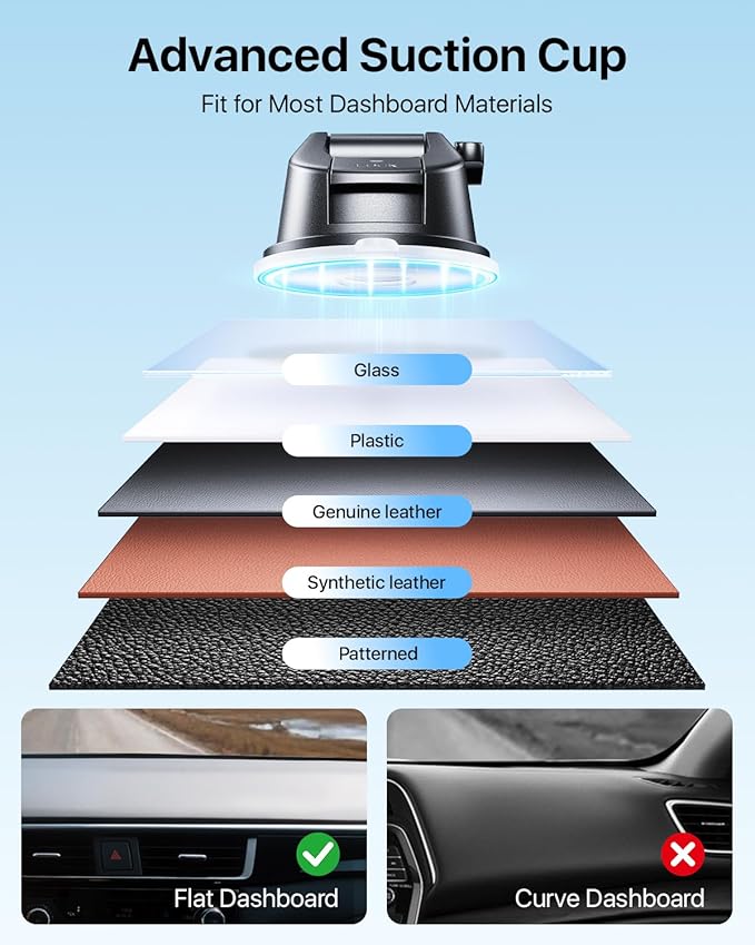 【Military-Grade】andobil 3 in1 Magnetic Phone Holder for Car Dashboard Windshield Vent 【Upgrade Suction & Strongest Magnet】Retractable for MagSafe Car Mount Mats for iPhone 17 16 15 14 Pro Max Sumsung