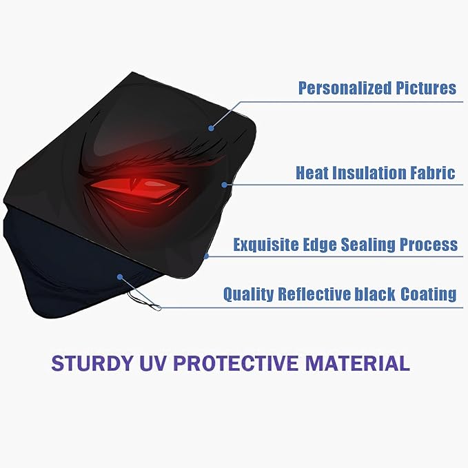 Red Eyes Car Windshield Sun Shade Foldable Sunshade Front Window Cover Sun Visor Protector Accessories (59x27.5 inches)