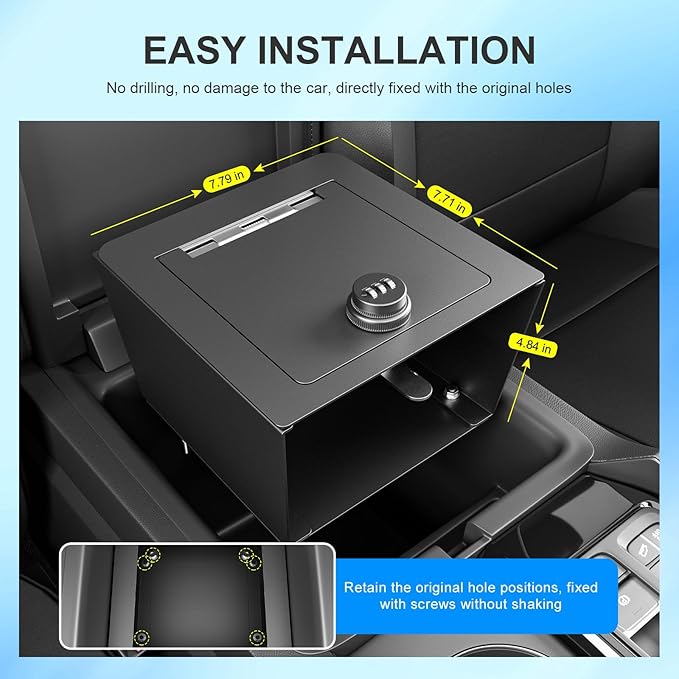 SZYANG Center Console Safe Organizer Compatible with 2023-2026 Honda Pilot Lock Box Console Safe Vault Center Console Manager Replacement for 2023-2026 Honda Pilot Accessories
