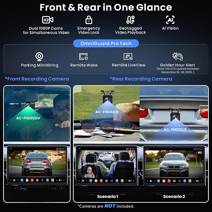 14.1" QLED Single DIN & Double DIN Android Car Stereo, AI Agent & AI Vision, FlexView Pro Display, 7.1.2-Ch Audio, 4V RCA, HDMI in, 4G LTE, 8G+128G, Wireless CP&AA, ADS Protocol, Car IoT Hub,X10G141E