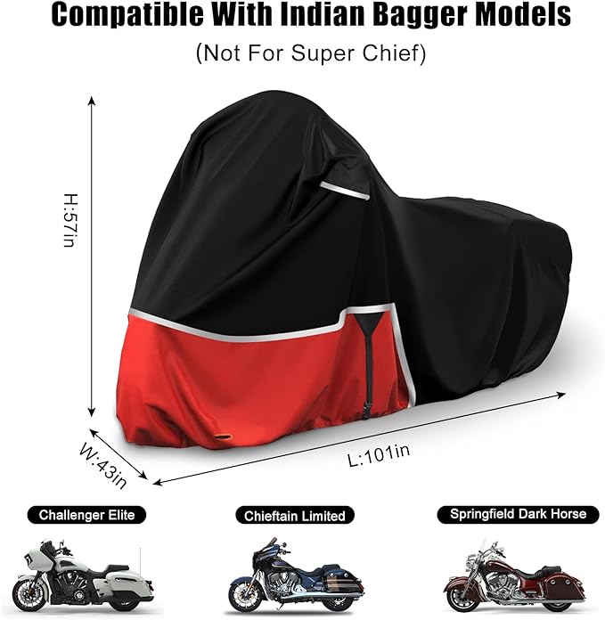 Waterproof Motorcycle Cover Replace for Indian Chieftain/Challenger, 420D Oxford Cloth Customized Motorcycle Cover for Snow Rain Dust Protection