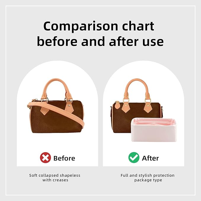 DGAZ Silk Purse Organizer Insert Fits LV Speedy 16/20/25/30/35/45 bags，Silky Smooth Bag Organizer，Luxury Handbag & Tote Shaper（Pink，New nano 16）