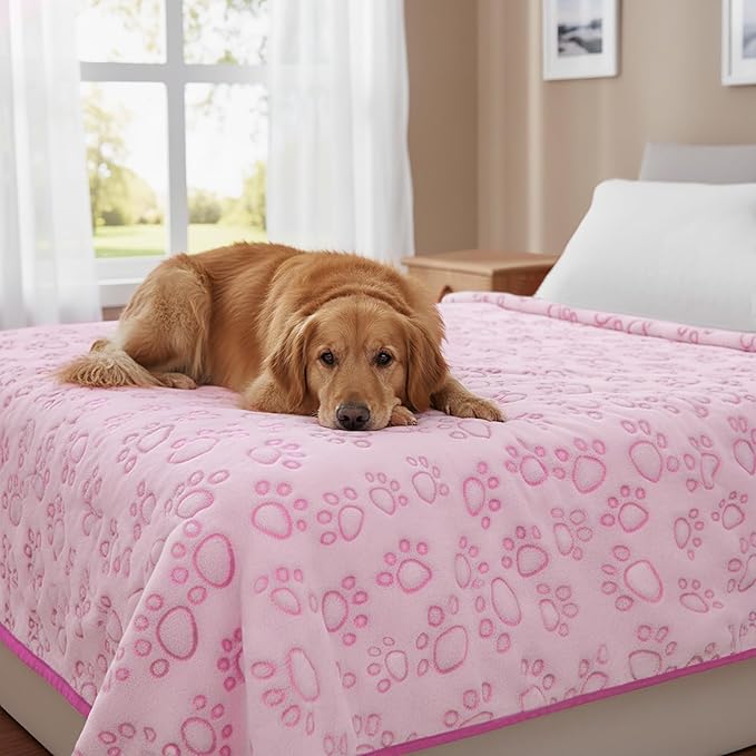 Premium Soft Dog Blankets for Large Dogs, Large Cat Blanket Calming Washable for Bed Couch Protection Cover, Dog Essentials for Dog, 66 * 82 inches, Pink