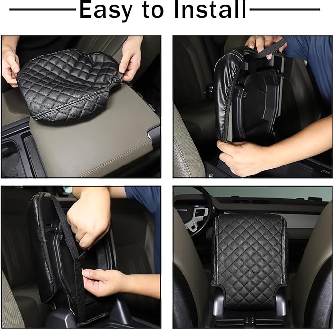 Center Console Armrest Cover Compatible with Land Rover Defender 90/110/130 2020-2023 Accessories, Comfortable Leather Armrest Box Pad Cushion Protector (A Style)