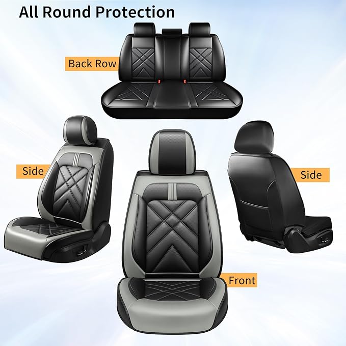 CX-5 Car Seat Covers Custom Fit for Mazda CX-5 2013-2025 2026, Full Coverage Leather Waterproof Breathable Seat Covers, Automotive Seat Protectors, Airbag Compatible(Full Set Seats, Black Gray)