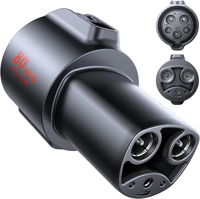 Ecogenix J1772 to Tesla Charger Adapter, Max 80A/250V for Tesla Model Y 3 X S Cybertruck, Tesla Accessories, Connecting to SAE J1772 Charging Stations Fast & Safe Charging for Tesla only