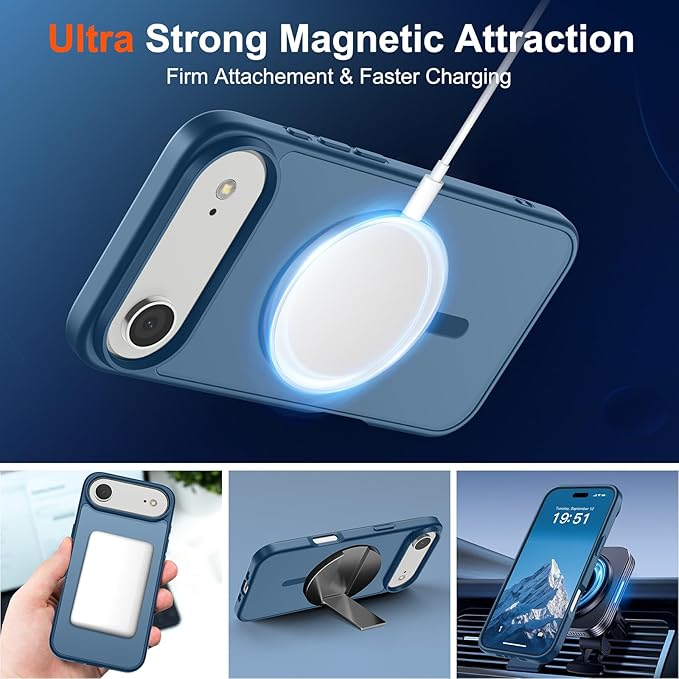 SUPFINE Magnetic for iPhone Air Case (Compatible with MagSafe)(Military Grade Drop Protection) Slim Translucent Matte Shockproof with Anti-Fingerprint Phone Cover for 17 Air,Deep Blue