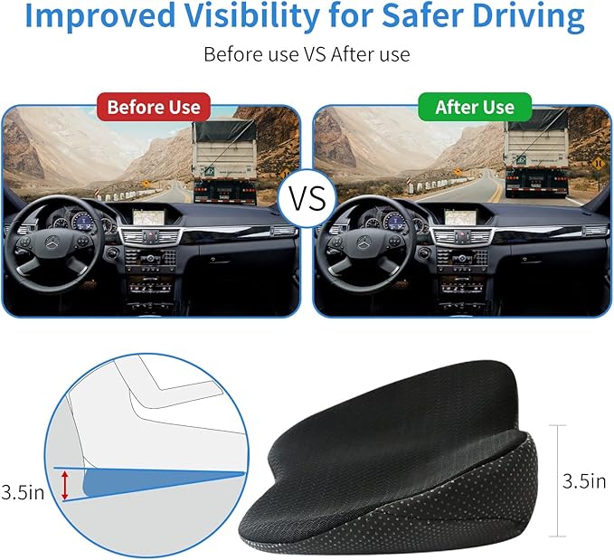 Car Seat Cushion for Car Seat Driver- Memory Foam Car Seat Cushions for Driving - Low Back & Tailbone Pain Relief Car Seat Pad (Black)