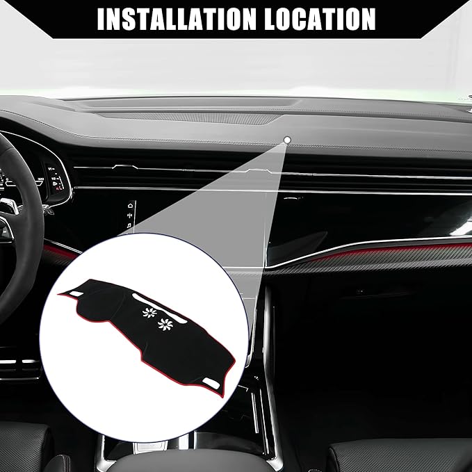Dash Cover for Audi Q3 2019-2022 / Center Console Dashboard Cover/Non-Slip/Polyester / 1 Pcs Black Red