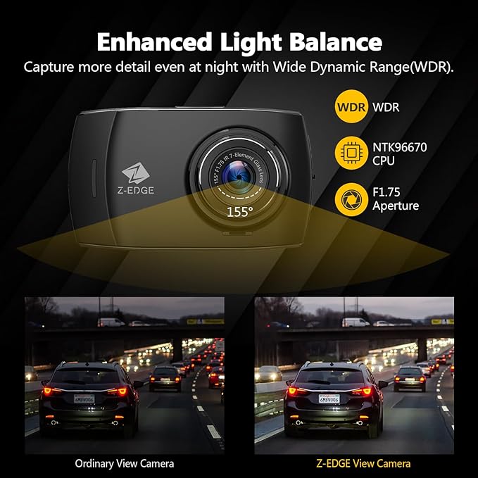 Z-Edge T4 Dash Cam Front and Rear, 4K Dual Dash cam, 2K+1080P Front and Rear, Touch Screen WiFi Car Camera, WDR, Night Vision, G-Sensor, Loop Recording, 24 Hours Parking Mode, Support 512GB Max