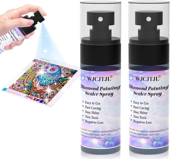 Upgraded Diamond Painting Sealer Spray - 30 Minutes Quick Dry Diamond Art Sealer Glue, Keep Diamond Art Fixed and Shiny, Diamond Art Accessories and Tools, Easy to Use, No Brush Needed (2 Pack)