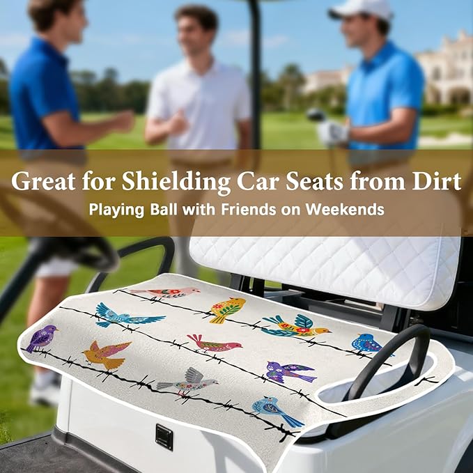 Golf Cart Seat Covers, Bird Golf Cart Seat Towel Blanket Club Car for Golf Lover Summer, Golf Cart Accessories, Keep Seat Comfortable and Cool for 2-Seat Golfs Carts, Gifts for Christmas Thanksgiving