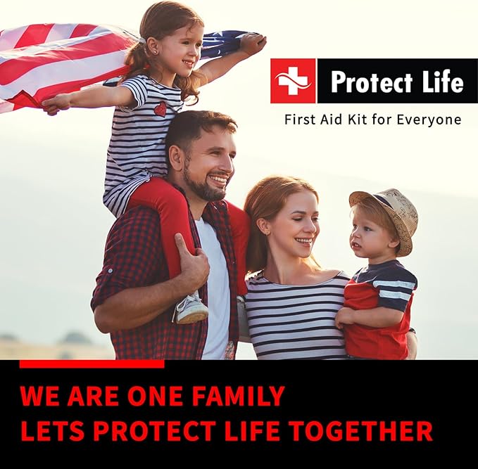 Protect Life First Aid Kit, Travel First Aid Kit for Car, 100 Piece Compact Emergency Preparedness Starter Kit for Home, Office, Camping, Hiking