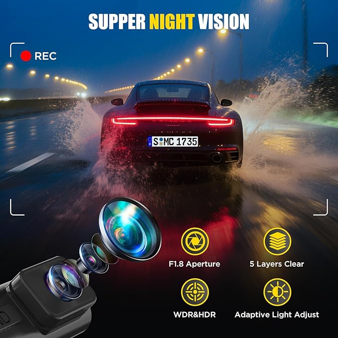 Dash Cam Front 4K, Front Dash Camera for Car with Free 32GB SD Card WiFi Mini Dashcam with APP Control, GPS, Night Vision, Parking Monitoring, G-Sensor, Loop Recording