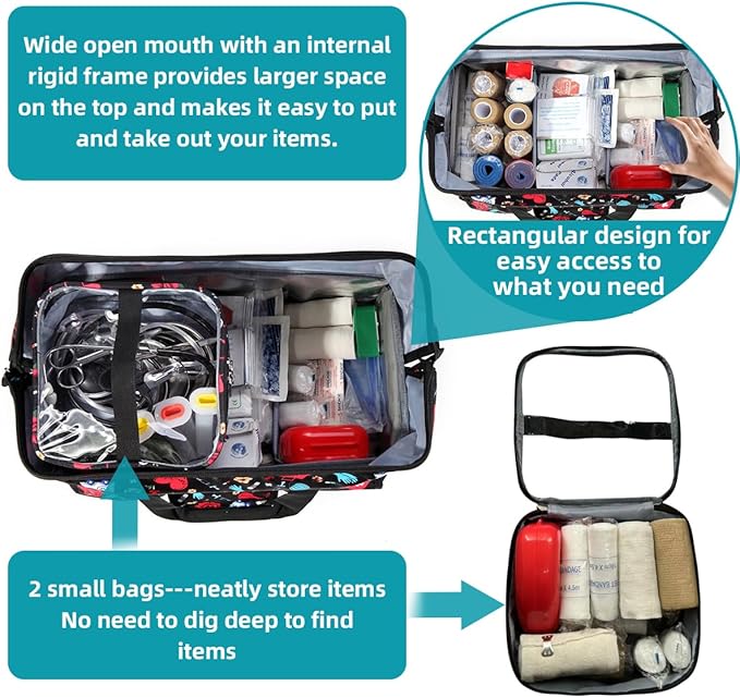 Nurse Rolling Medical Duffle Bag Work Nursing School College Student Must Have Clinical Home Health Cna Nr Gifts Carry On Bag with Wheels Doctor Emt Ems Healthcare Equipment Homecare Physician (Nurse)