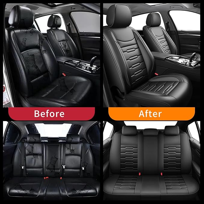 Fit Venue Car Seat Covers for Hyundai Venue 2020-2025 2026 - Upgraded Premium Waterproof & Breathable Leather, Airbag Compatible, All-Weather Seat Cushion Protector (Full Set, Black)