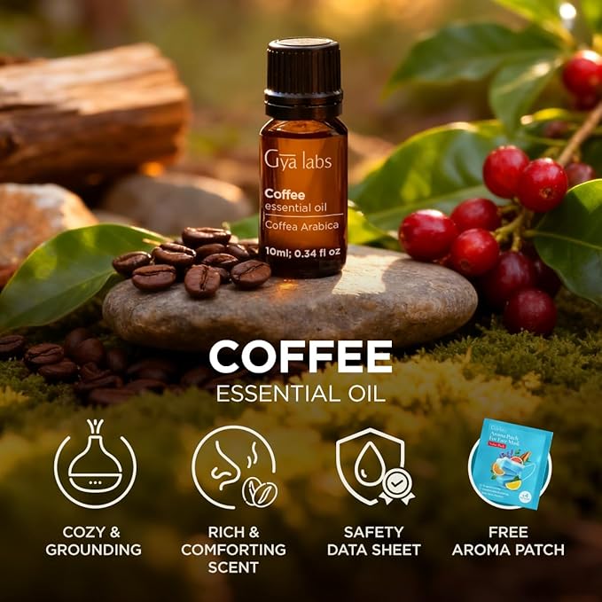 100% Pure Coffee Essential Oil - 0.34 Fl Oz - Coffee Oil for Hair, Skin, Diffuser, Aromatherapy & DIY Candle Making Scent