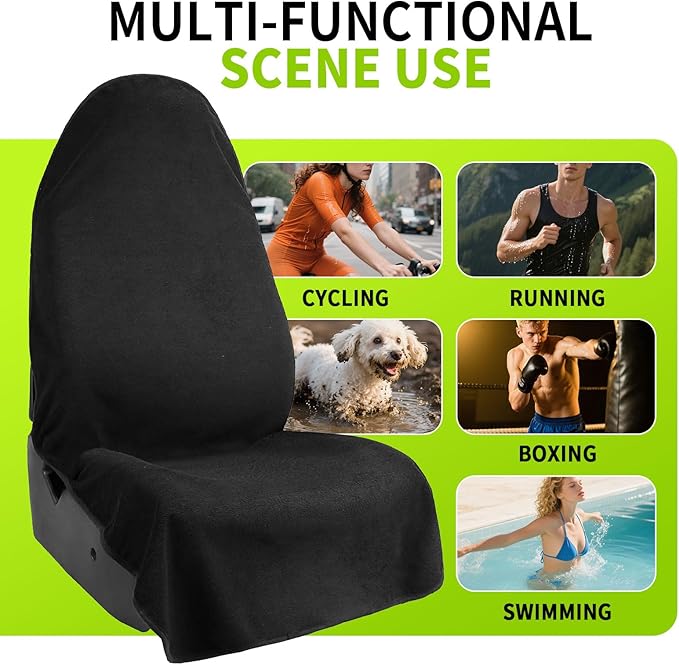 Leader Accessories Black Waterproof Sweat Towel Seat Cover Universal Non-Slip for Car Truck SUV Seat for Dog & Kid Workout Outdoor OR Sport Activities