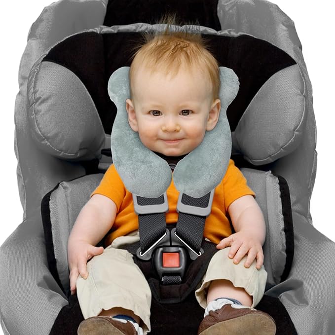 Baby Travel Pillow, Infant Kid's Cushion Soft and Skin Friendly for Car Seat, Pushchair and Stroller (Plush Grey)