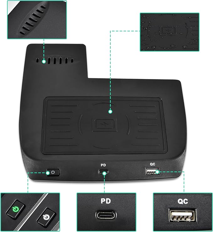 KEWISAUTO Car Wireless Charger for 2016-2021 Honda Civic, Center Console Charging Panel USB-A USB-C Fast Phone Charger Pad for Honda Civic 2016 2017 2018 2019 2020 2021 Accessories