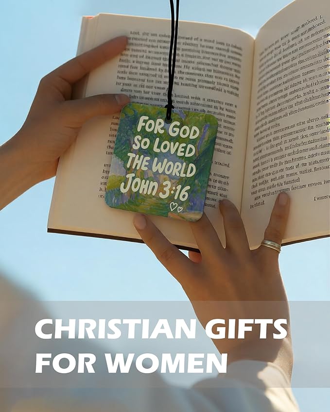 Jesus Christian Square Citrus Car Air Freshener 4 Pcs, Colorful Floral Religious Hanging Air Freshener for Cars Bathroom Dorm Books Decor, Jesus Christian Accessories Gifts for Women Men