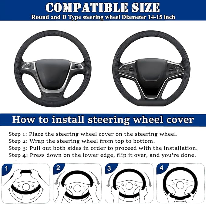 Soft Leather Car Steering Wheel Cover, Universal 15 Inch Colorful Rhinestones Anti-Slip Elastic Steering Wheel Covers for Most Cars, Sparkly Crystal Diamond for Women Girls (Purple)