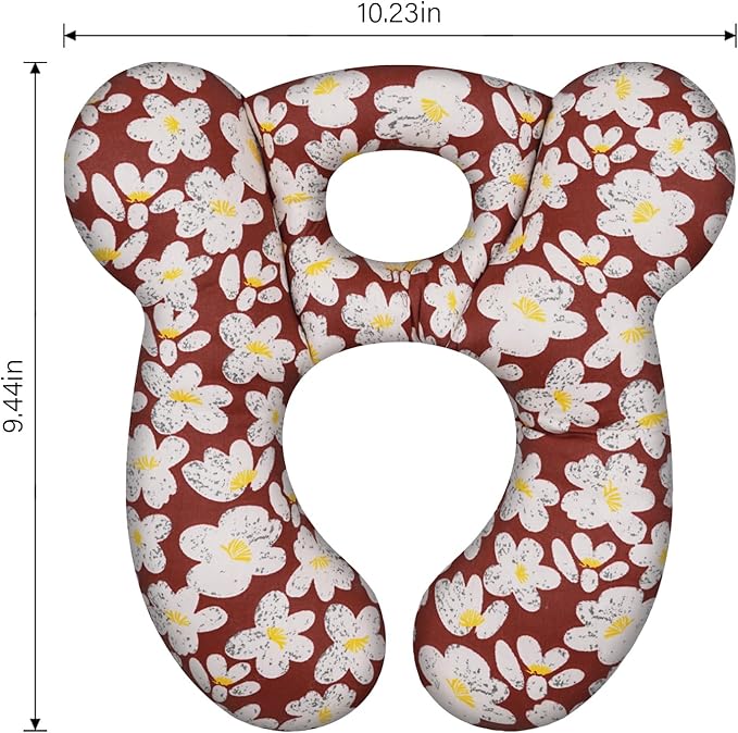 Baby Travel Pillow, Upgrade U-Shape Infant Pillow for Car Seat Pushchair and Stroller, Soft Comfortable Sleep Cushion for Kids Newborn and Toddler -Flower Red