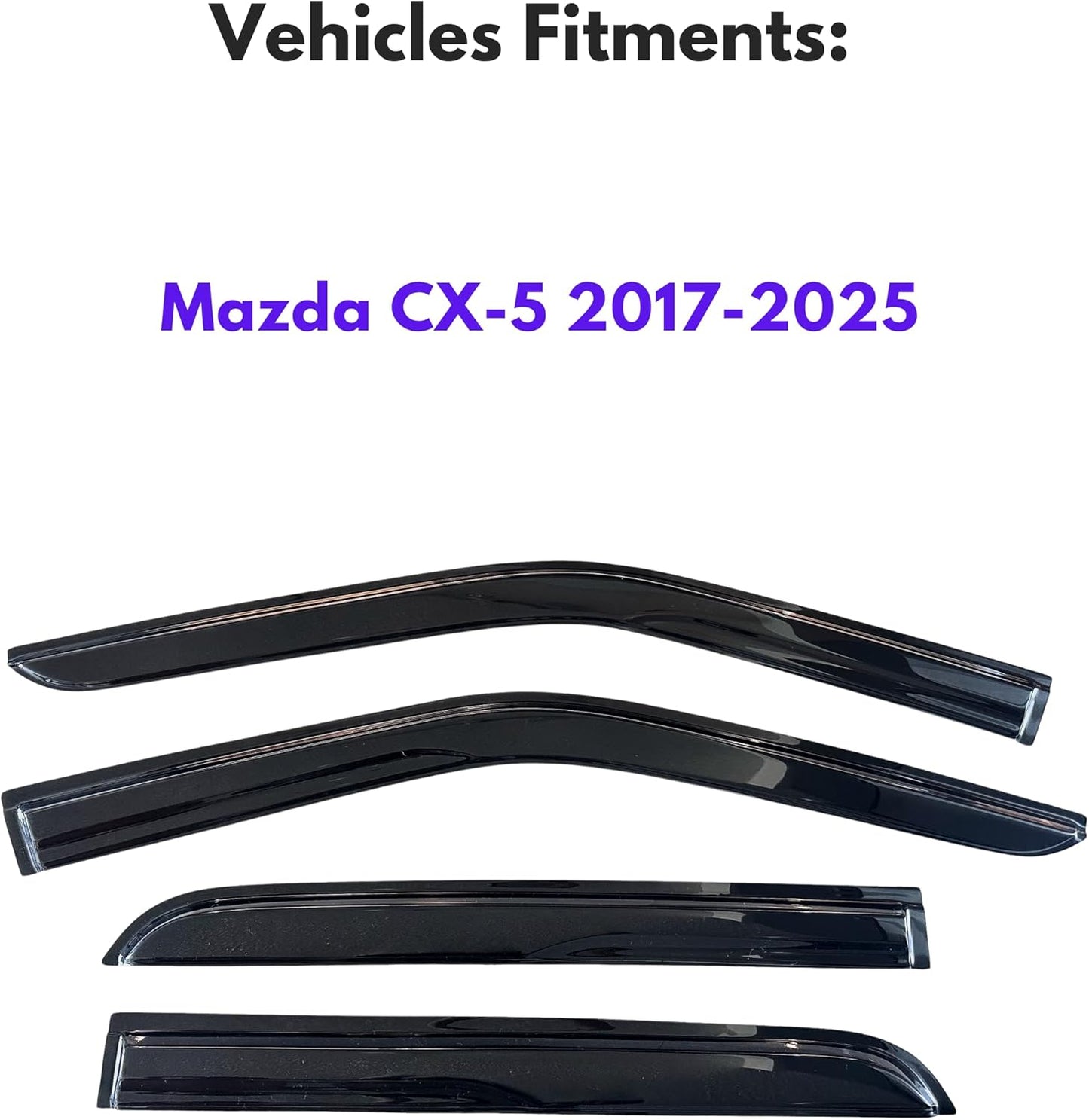 KPY Window Visor Compatible with Mazda CX-5 2017-2024 (CX5), 4PC Rain Guard Side Window Vent Deflectors Tape-On Mugen Style, 2017 2018 2019 2020 2021 2022 2023 2024
