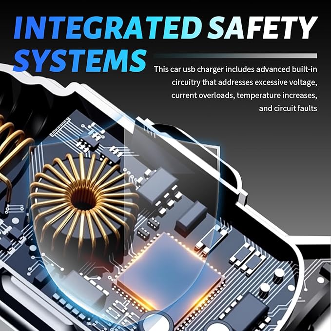 6 in 1 Cigarette Lighter USB Charger,PD+QC3.0 Car Charger USB C Fast Charge with Voltage Display,Multi Port Super Fast Cars Chargers Adapter Car Accessories for 12V/24V Vehicles