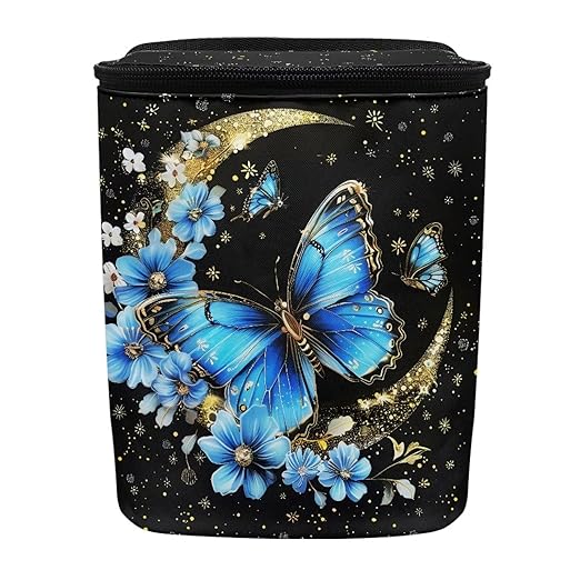 BIGCARJOB Butterfly Blue Car Trash Bags Hanging Automotive Car Garbage Bin with Adjustable Straps Reusable Auto Trash Bin Garbage Bags,Butterfly Car Accessories