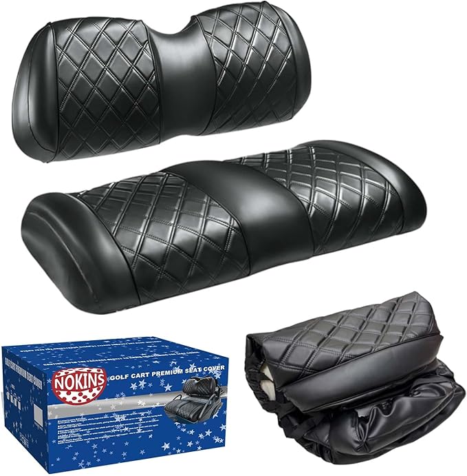 NOKINS Golf Cart Diamond Seat Covers Kit with Sponge Padding - Fit for Most OEM Standard Front Seats, OEM Standard Seat Upgrade Seat Covers (Fit for Club Car Precedent 2004-UP)