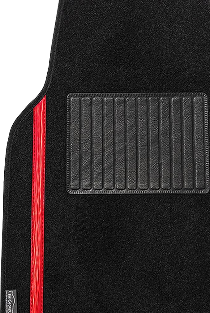 FH Group Universal Fit Car Floor Mats – All-Purpose Carpet Floor Mats & Protectors for Cars, SUVs & Trucks, Durable Automotive Carpet Mats, Red & Black