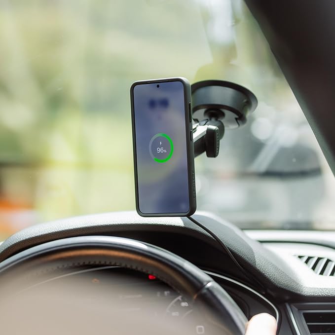 Quad Lock Heavy Duty Suction Car Phone Mount with MAG Phone Case and MAG Wireless Charging Head for iPhone 14 Pro