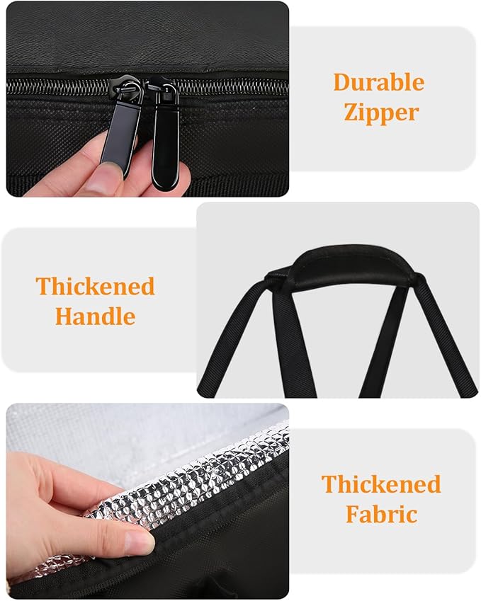 Bodaon Insulated Grocery Bags with 4 Cup Holders -Insulated Bags for Food Delivery with Zippered Top, Food Carrier for Catering, Pizza Bag and Cooler Bag for Takeout, Picnic, Shopping, Car Use