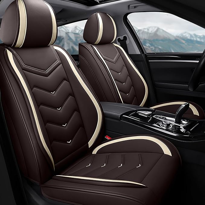Car Seat Covers Fit for Infiniti g37 2000-2026, Stylish Sport Seat Covers, Waterproof Wear-Resistant Premium Nappa Leather Car Seat Cover.(2 Pcs Front/Coffee Color)