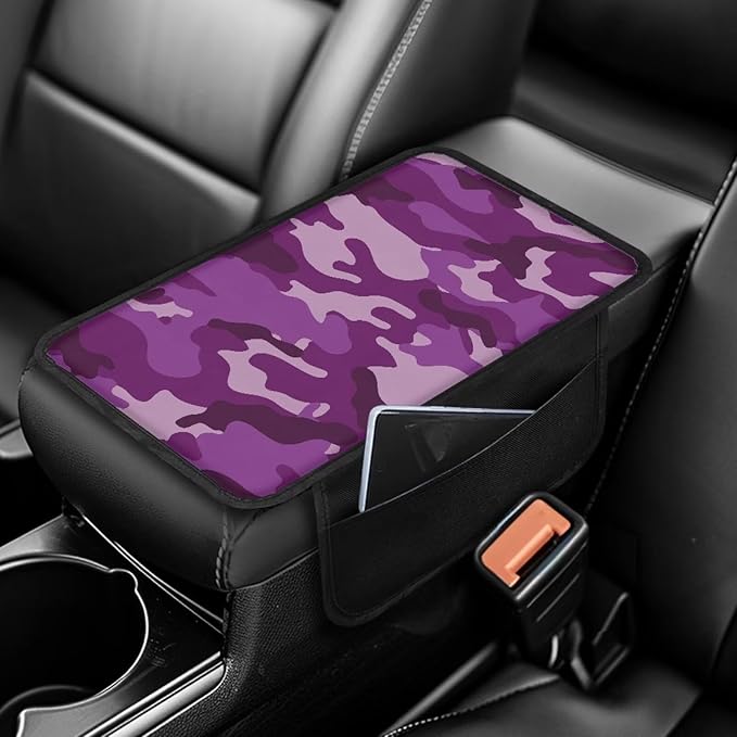 Camo Print Center Console Covers for Cars Waterproof Automobile Armrest Seat Box Cover Cushion Scratch-Resistant Vehicle Armrest Cover Pad Universal Fit for Most Cars Sedan Truck SUV