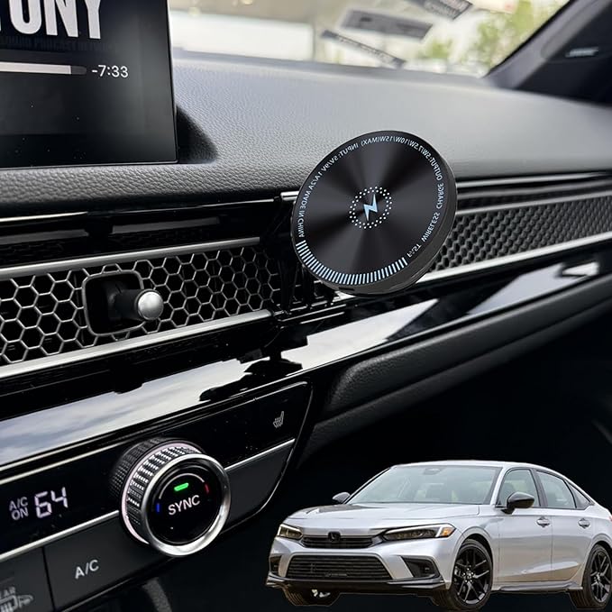 Designed for MagSafe Car Mount for 2026 Civic Phone Mount 2026 15W Fast Wireless Charging 11th gen Civic Phone Holder 2026 Civic Accessories Support 2022-present Civic