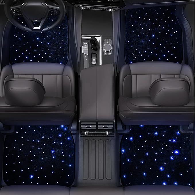 Starlight Floor Mats Starlinkmats LED Car Floor Mats Heavy Duty Polyester Floor Mats 4-Piece, Universal Size Durable Waterproof Washable All Weather Car Mats (Solid Black)