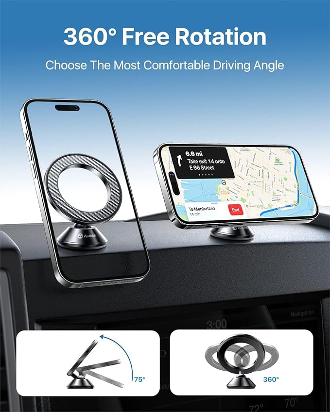 andobil for Magsafe Car Mount [Strongest Magnet & Upgraded 3M Adhesive] Magnetic Phone Holder for Car Dashboard 360 Adjustable Magnetic Car Phone Holder Mount for iPhone 17 Pro Max 16 15 14 13 Plus