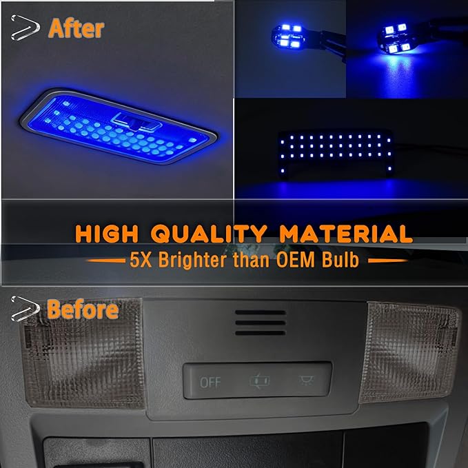 ZDEEROTO Interior LED Light Kit - 6000K Super Bright Blue LED Map/Dome Lights, Adjustable Brightness Bulb Kit for Toyota Tacoma｜for 4Runner｜for FJ Cruiser｜for Rav4｜Prius｜Corolla