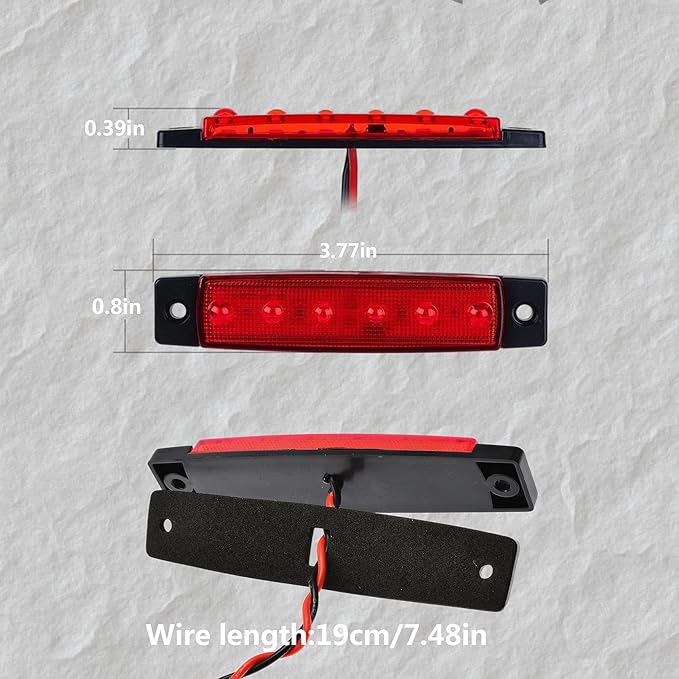 10 Pcs LED Rock Lights Waterproof 3.8" Sealed Red Underglow Kit, Fender Wheel Well Lights, Car Exterior Side Marker for Wrangler, Snowmobile, Truck, Golf Cart, RV, Cab, SUV, Offroad