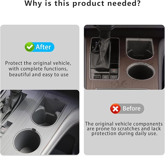 2PCS Center Console Cup Holder for Toyota Sienna 2021-2025 Cup Holder Relaxed Grip Drink Organizer Sienna Interior Accessories(Gray)