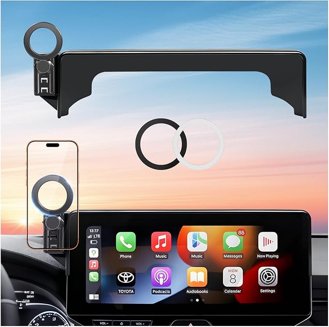 Car Phone Holder for Toyota Venza 2024 2023 2022 2021 (Only for 12.3-Inch Screen) 360° Rotation Magnetic Cell Phone Mount, Compatible with Magsafe, Does Not Affect Air Vent