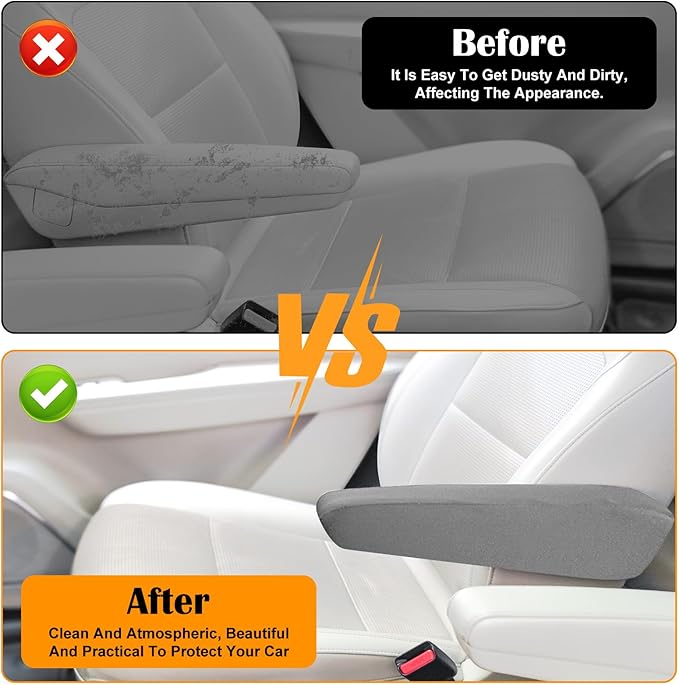 4 Pcs Arm Rest Cover for Car, Car Armrest Cover Armrest Covers for Cars Front Auto Seat Armrests Protectors Arms Rest Replacement Elastic Protector Vehicle Interior Decor(Gray)