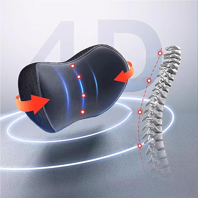 Headrest Neck Lumbar Pillows Car Seat for Audi A6 C7 C8 2011-2025, Universal Ergonomic Back Support Cushion, Comfortable Breathable Cover for Office Home, B/Gray