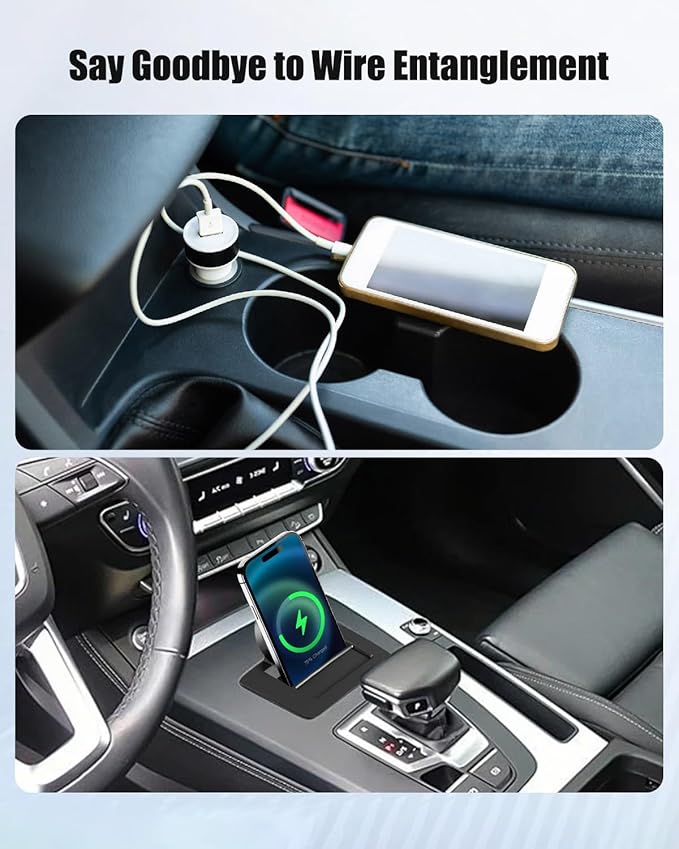 Center Console Charger Mount Fits for MagSafe Compatible with Audi B9.5 Q5 SQ5, Custom Fit Phone Holder & Cradle (Charger Not Included)